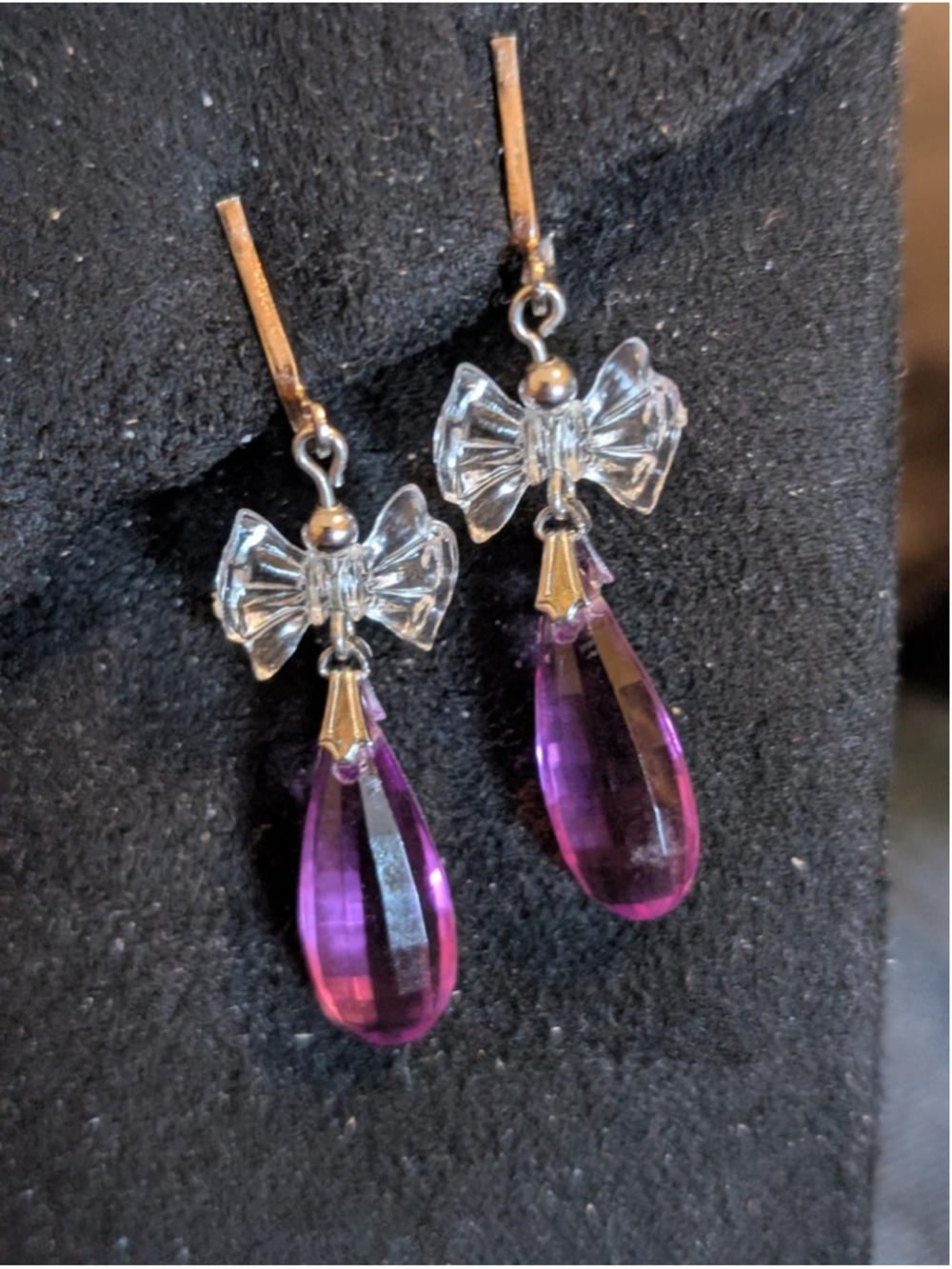 Regency Ribbons Crystal Teardrop Earrings, Purple - Picture 2 of 3